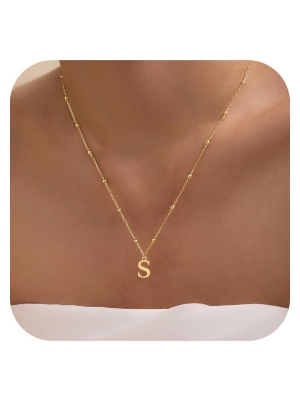 Dainty 14k Gold Plated Initial Pendant Necklace A-Z Letter Charm Choker